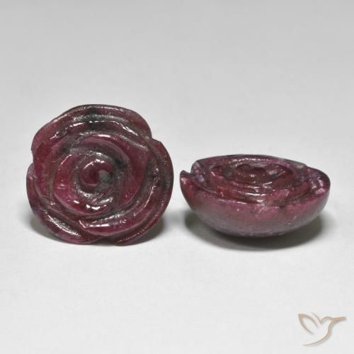 Gemas de Rubí-Zoisita Multicolor natural de 31.97 ct, Corte Flor, Opaco