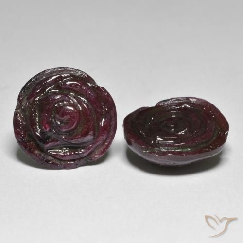 Gemas de Rubí-Zoisita Rojo caoba natural de 26.55 ct, Corte Flor, Opaco