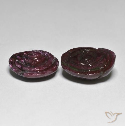 Gemas de Rubí-Zoisita Rojo caoba natural de 26.55 ct, Corte Flor, Opaco