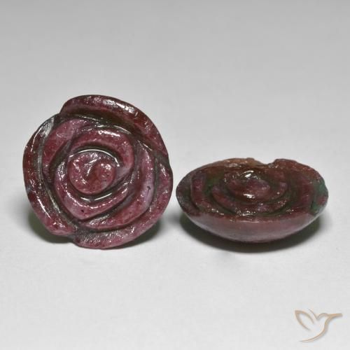 Gemas de Rubí-Zoisita Rojo oscuro natural de 30.21 ct, Corte Flor, Opaco