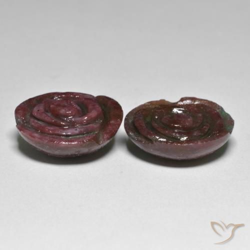 Gemas de Rubí-Zoisita Rojo oscuro natural de 30.21 ct, Corte Flor, Opaco