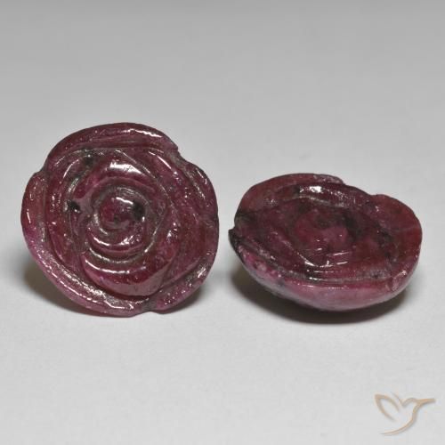 Gemas de Rubí-Zoisita Rojo caoba natural de 33.71 ct, Corte Flor, Opaco