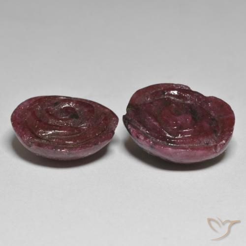 Gemas de Rubí-Zoisita Rojo caoba natural de 33.71 ct, Corte Flor, Opaco