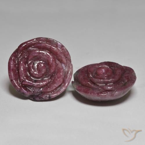 Gemas de Rubí-Zoisita Multicolor natural de 59.96 ct, Corte Flor, Opaco