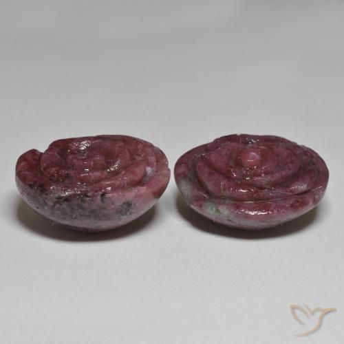 Gemas de Rubí-Zoisita Multicolor natural de 59.96 ct, Corte Flor, Opaco
