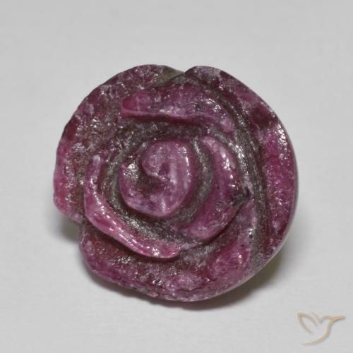Rubí-Zoisita Púrpura oscuro medio natural de 15.85 ct, Corte Flor, Opaco