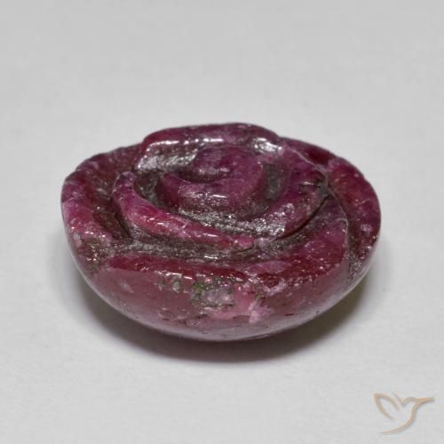 Rubí-Zoisita Púrpura oscuro medio natural de 15.85 ct, Corte Flor, Opaco