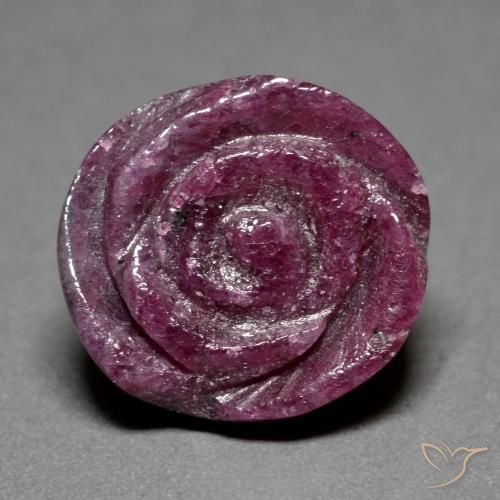 Rubí-Zoisita Púrpura oscuro medio natural de 16.43 ct, Corte Flor, Opaco