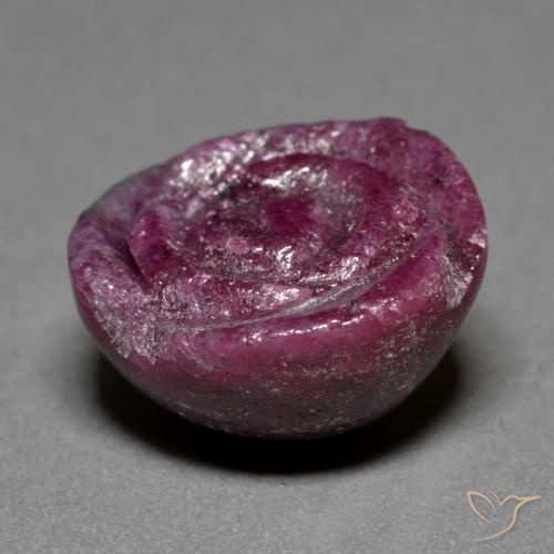Rubí-Zoisita Púrpura oscuro medio natural de 16.43 ct, Corte Flor, Opaco
