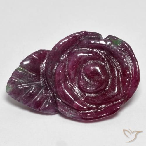 Rubí-Zoisita Multicolor natural de 25.11 ct, Corte Flor, Opaco