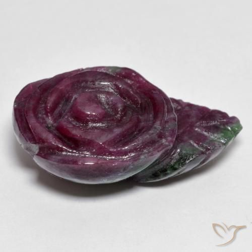 Rubí-Zoisita Multicolor natural de 30.44 ct, Corte Flor, Opaco