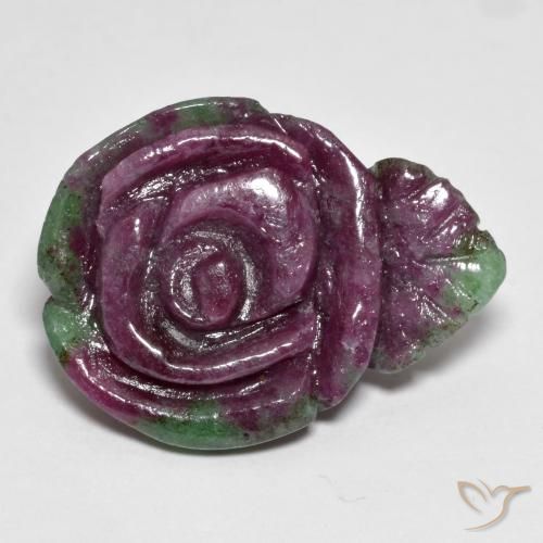 23.91ct Natural Multicolor Rubí-Zoisita, Corte Flor, Opaco