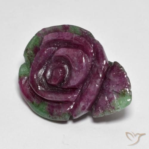 Rubí-Zoisita Multicolor natural de 23.91 ct, Corte Flor, Opaco