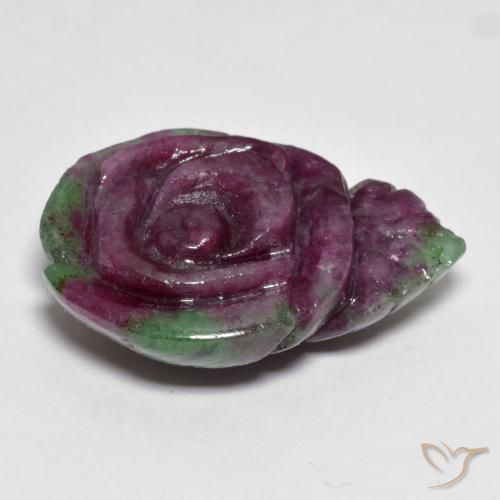 Rubí-Zoisita Multicolor natural de 23.91 ct, Corte Flor, Opaco