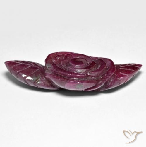 Rubí-Zoisita Rojo vino natural de 73.22 ct, Corte Flor, Opaco