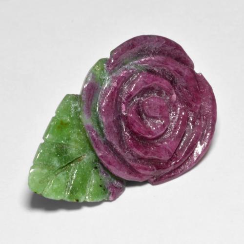 Rubí zoisita multicolor natural de 37,58 ct, corte flor, opaco