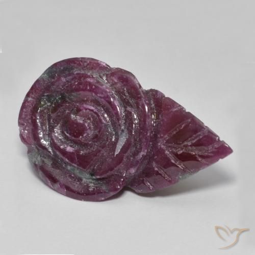 37.52ct Natural Multicolor Rubí-Zoisita, Corte Flor, Opaco