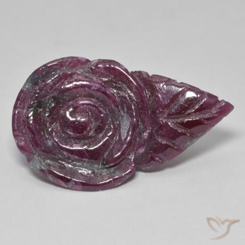 Rubí-Zoisita Multicolor natural de 37.52 ct, Corte Flor, Opaco