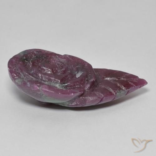 Rubí-Zoisita Multicolor natural de 37.52 ct, Corte Flor, Opaco