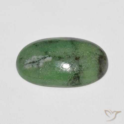 Rubí-Zoisita Verde oscuro natural de 6.23 ct, Ovalada, Opaco