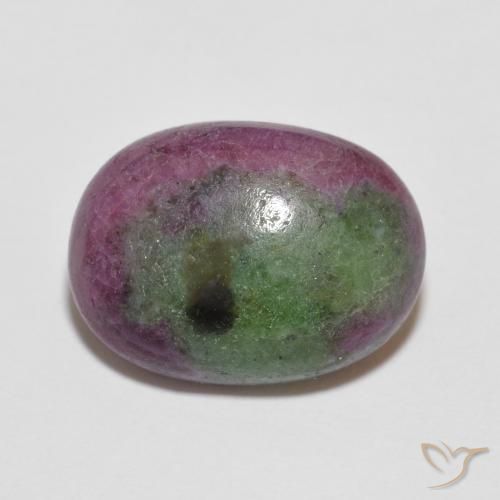 8.89ct Natural Multicolor Rubí-Zoisita, Ovalada, Opaco