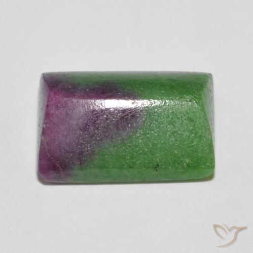Rubí-Zoisita Multicolor natural de 9.04 ct, Corte Baguette, Opaco