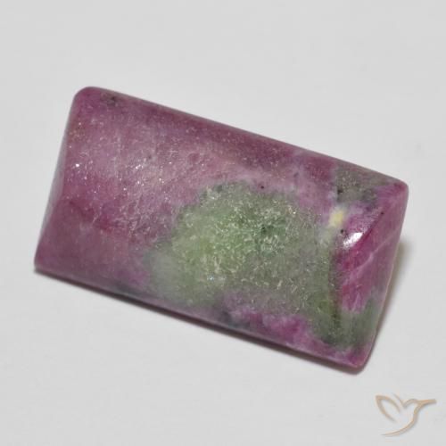 Rubí-Zoisita Multicolor natural de 9.88 ct, Corte Baguette, Opaco