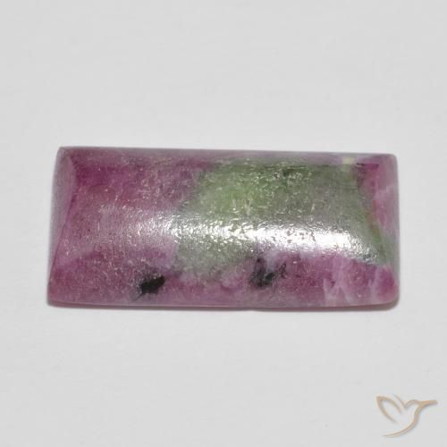 Rubí-Zoisita Multicolor natural de 9.88 ct, Corte Baguette, Opaco