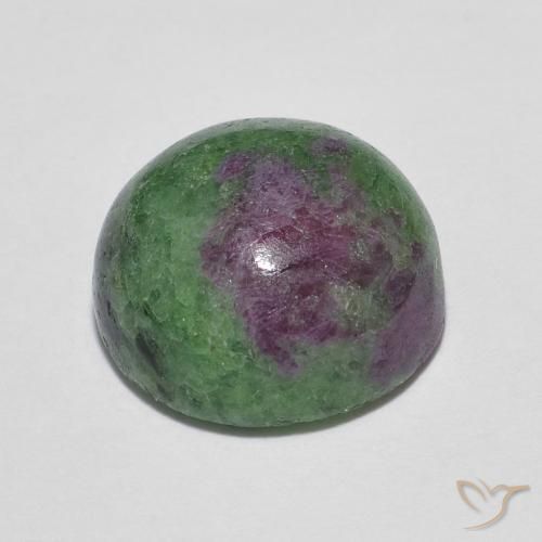 Rubí zoisita multicolor natural de 5,39 ct, corte redondo, opaco