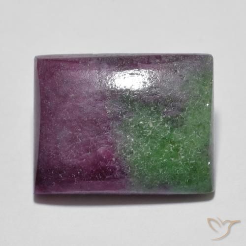 Rubí-Zoisita Multicolor natural de 8.98 ct, Corte Baguette, Opaco
