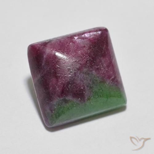 7.55ct Natural Multicolor Rubí-Zoisita, Cuadrado, Opaco