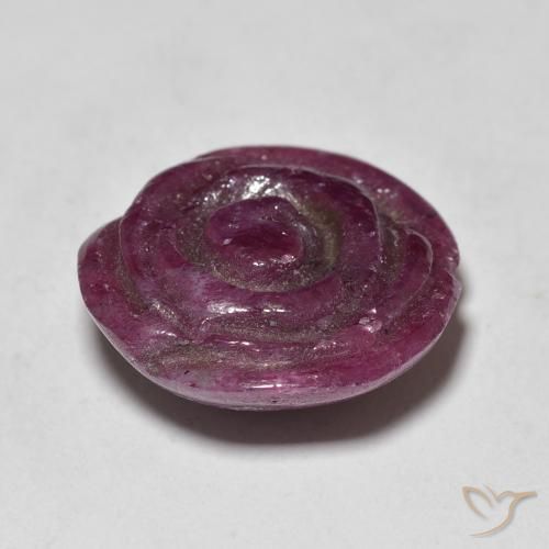 Rubí-Zoisita Rosado magenta oscuro natural de 16.50 ct, Corte Flor, Opaco