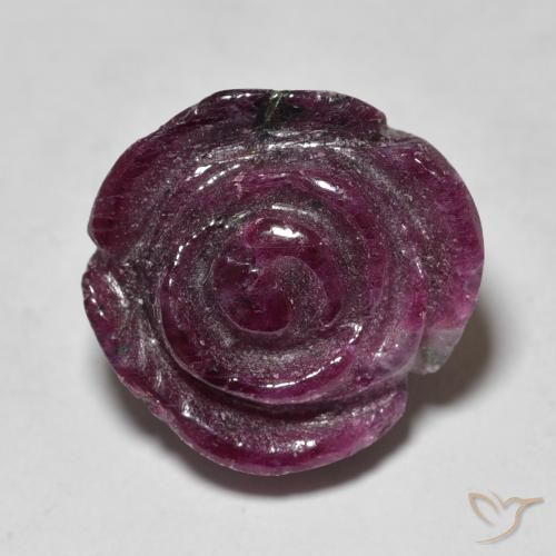 23.09ct Natural Rosado magenta oscuro Rubí-Zoisita, Corte Flor, Opaco