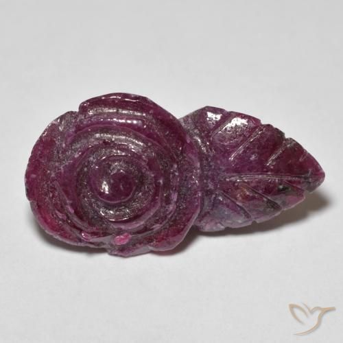 Rubí-Zoisita Rosado magenta oscuro natural de 15.93 ct, Corte Flor, Opaco