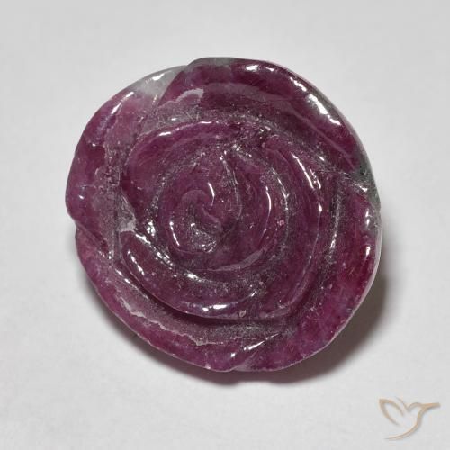 Rubí-Zoisita Púrpura oscuro natural de 18.16 ct, Corte Flor, Opaco