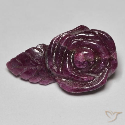 24.39ct Natural Rojo frambuesa Rubí-Zoisita, Corte Flor, Opaco
