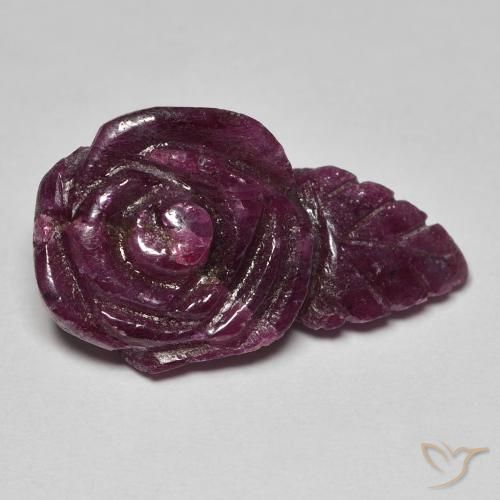 Rubí-Zoisita Rojo frambuesa natural de 24.39 ct, Corte Flor, Opaco