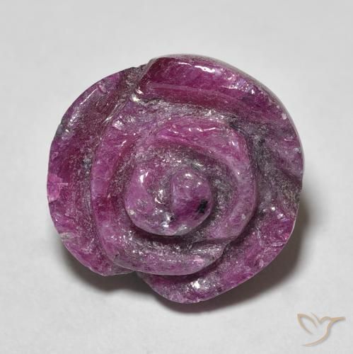 Rubí-Zoisita Púrpura oscuro natural de 19.58 ct, Corte Flor, Opaco