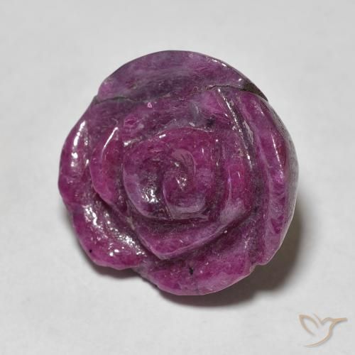 Rubí-Zoisita Púrpura oscuro natural de 14.69 ct, Corte Flor, Opaco