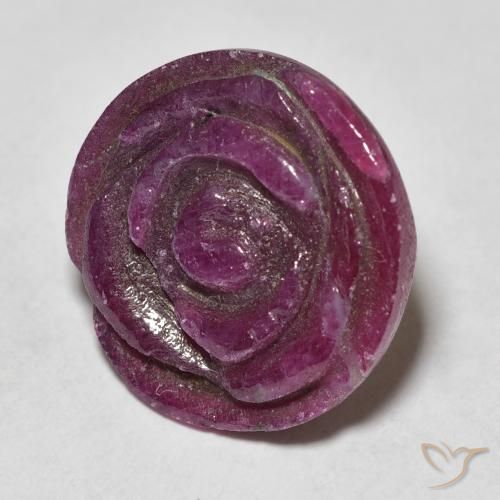 Rubí-Zoisita Medium Dark-Purple natural de 17.44 ct, Corte Flor, Opaco
