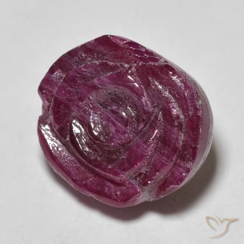 Rubí-Zoisita Púrpura rojizo natural de 15.95 ct, Corte Flor, Opaco