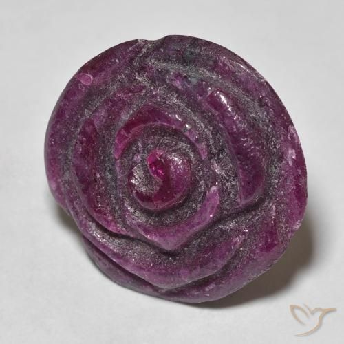 19.54ct Natural Medium Dark-Purple Rubí-Zoisita, Corte Flor, Opaco