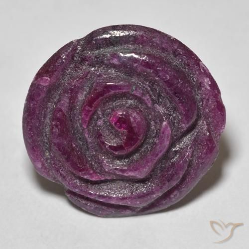 Rubí-Zoisita Medium Dark-Purple natural de 19.54 ct, Corte Flor, Opaco