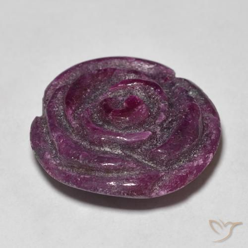 Rubí-Zoisita Medium Dark-Purple natural de 19.54 ct, Corte Flor, Opaco