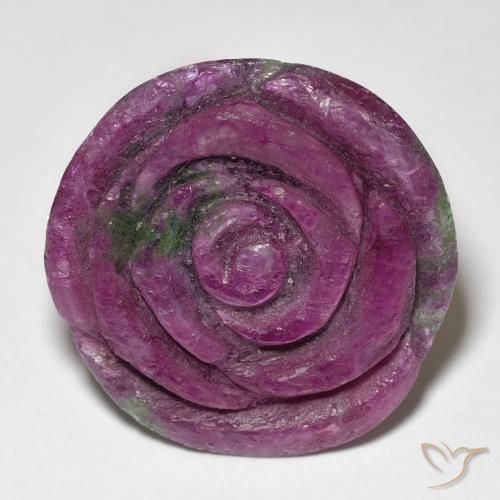 Rubí-Zoisita Rojo vino natural de 28.73 ct, Corte Flor, Opaco