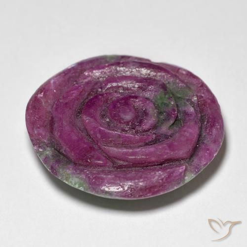 Rubí-Zoisita Rojo vino natural de 28.73 ct, Corte Flor, Opaco