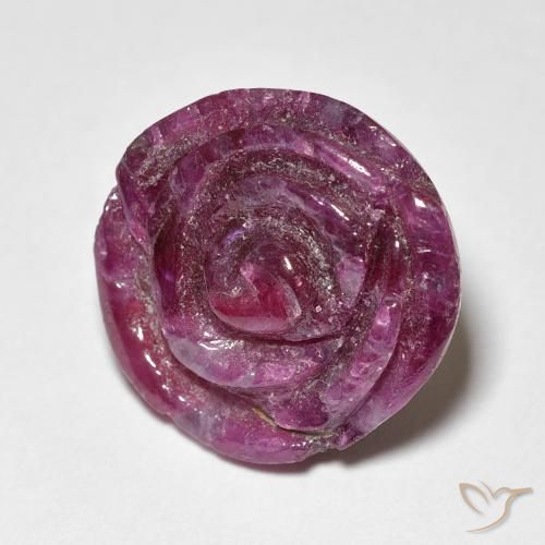 Rubí-Zoisita Medium Dark-Purple natural de 15.60 ct, Corte Flor, Opaco