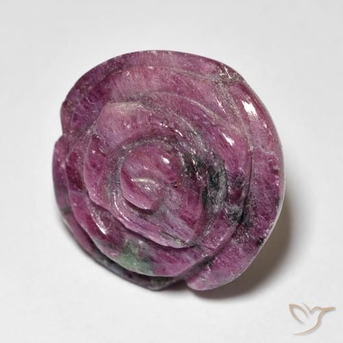 Rubí-Zoisita Púrpura rojizo natural de 24.87 ct, Corte Flor, Opaco