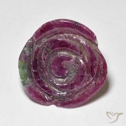 9.01ct Natural Medium Dark-Purple Rubí-Zoisita, Corte Flor, Opaco
