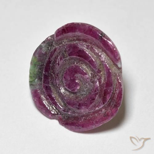 Rubí-Zoisita Medium Dark-Purple natural de 9.01 ct, Corte Flor, Opaco